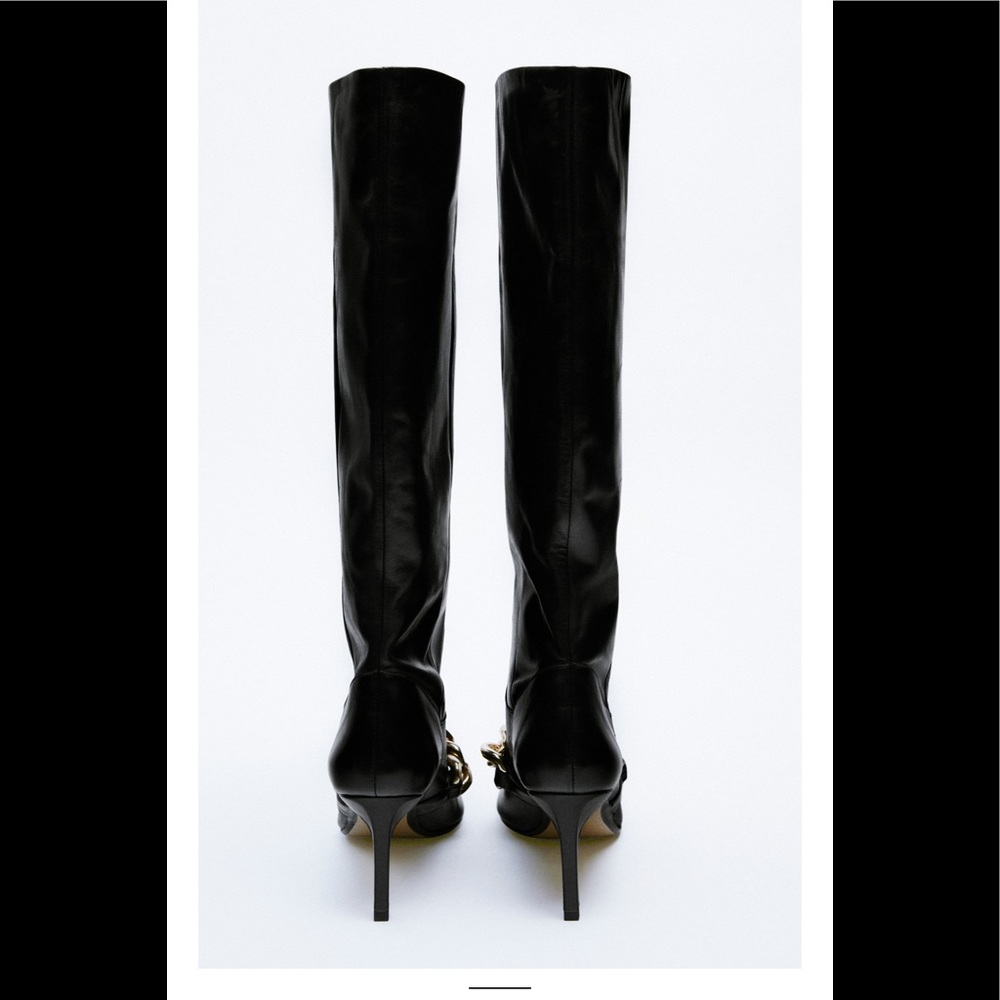 ZARA Cow Leather Heeled Boots - Picture 14 of 15